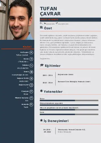 Makine Mühendisi Cv Örnekleri cv indir